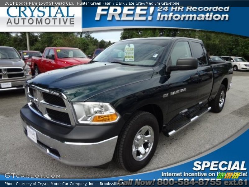 Hunter Green Pearl / Dark Slate Gray/Medium Graystone 2011 Dodge Ram 1500 ST Quad Cab