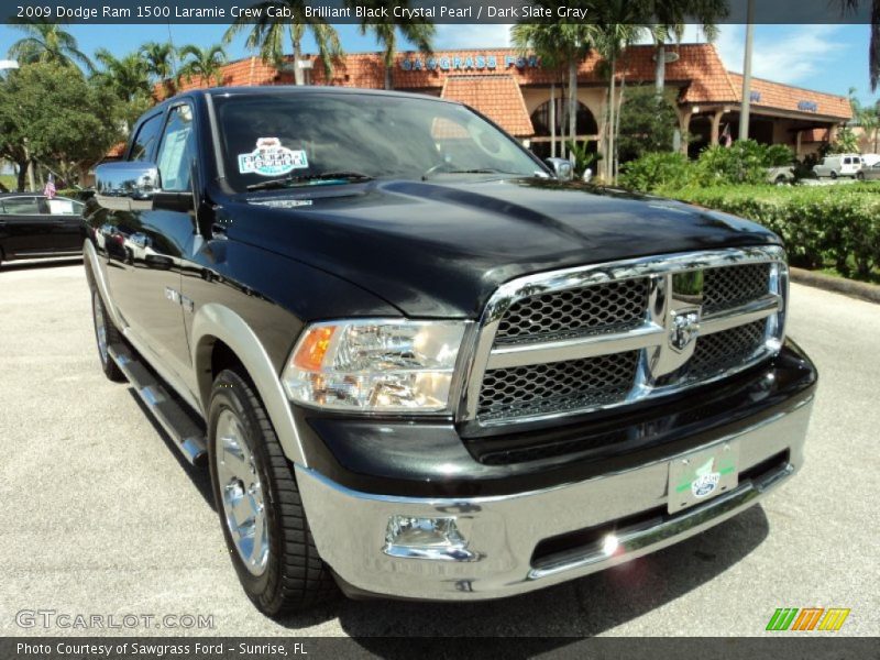 Brilliant Black Crystal Pearl / Dark Slate Gray 2009 Dodge Ram 1500 Laramie Crew Cab