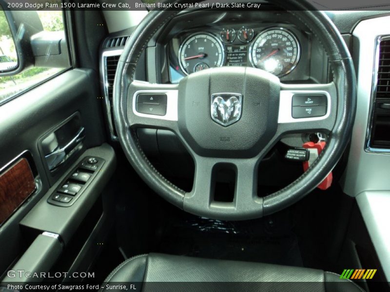 Brilliant Black Crystal Pearl / Dark Slate Gray 2009 Dodge Ram 1500 Laramie Crew Cab