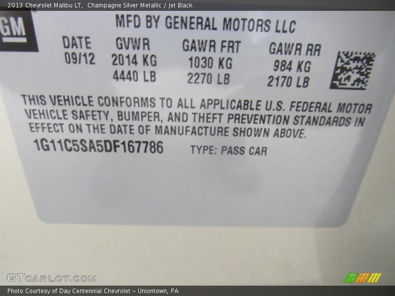 Champagne Silver Metallic / Jet Black 2013 Chevrolet Malibu LT