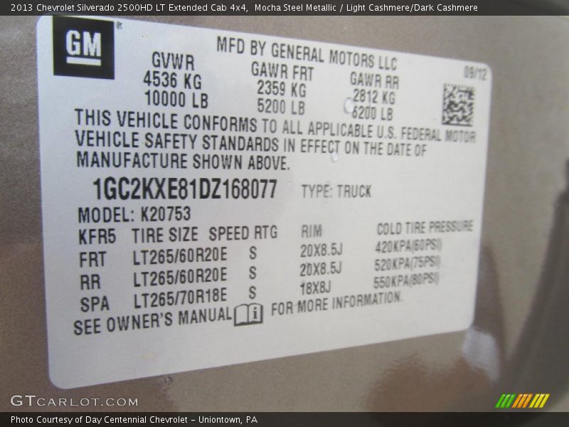 Mocha Steel Metallic / Light Cashmere/Dark Cashmere 2013 Chevrolet Silverado 2500HD LT Extended Cab 4x4