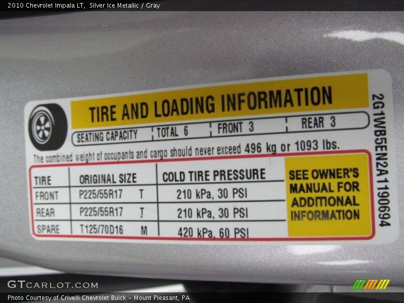 Silver Ice Metallic / Gray 2010 Chevrolet Impala LT