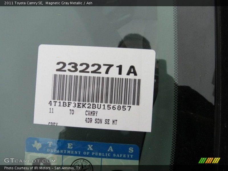 Magnetic Gray Metallic / Ash 2011 Toyota Camry SE