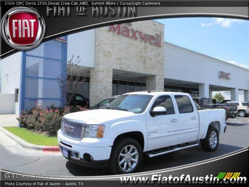 Summit White / Cocoa/Light Cashmere 2009 GMC Sierra 1500 Denali Crew Cab AWD