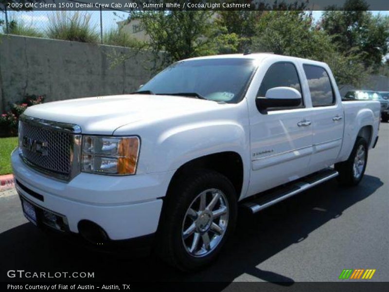 Summit White / Cocoa/Light Cashmere 2009 GMC Sierra 1500 Denali Crew Cab AWD