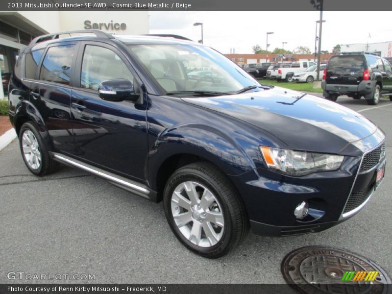 Cosmic Blue Metallic / Beige 2013 Mitsubishi Outlander SE AWD