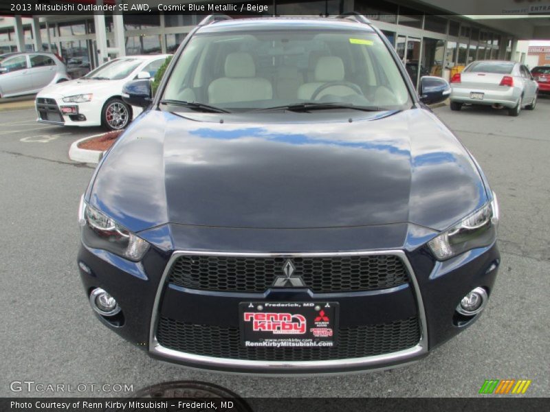 Cosmic Blue Metallic / Beige 2013 Mitsubishi Outlander SE AWD