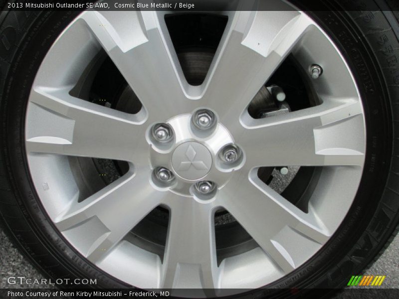 Cosmic Blue Metallic / Beige 2013 Mitsubishi Outlander SE AWD