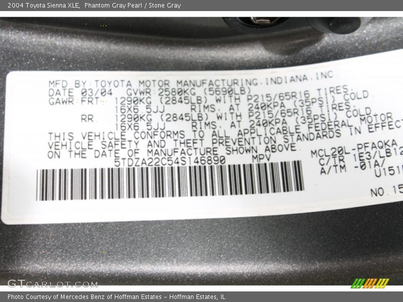 Phantom Gray Pearl / Stone Gray 2004 Toyota Sienna XLE