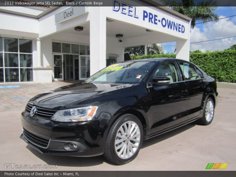 Black / Cornsilk Beige 2012 Volkswagen Jetta SEL Sedan