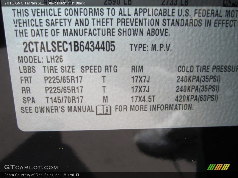 Onyx Black / Jet Black 2011 GMC Terrain SLE