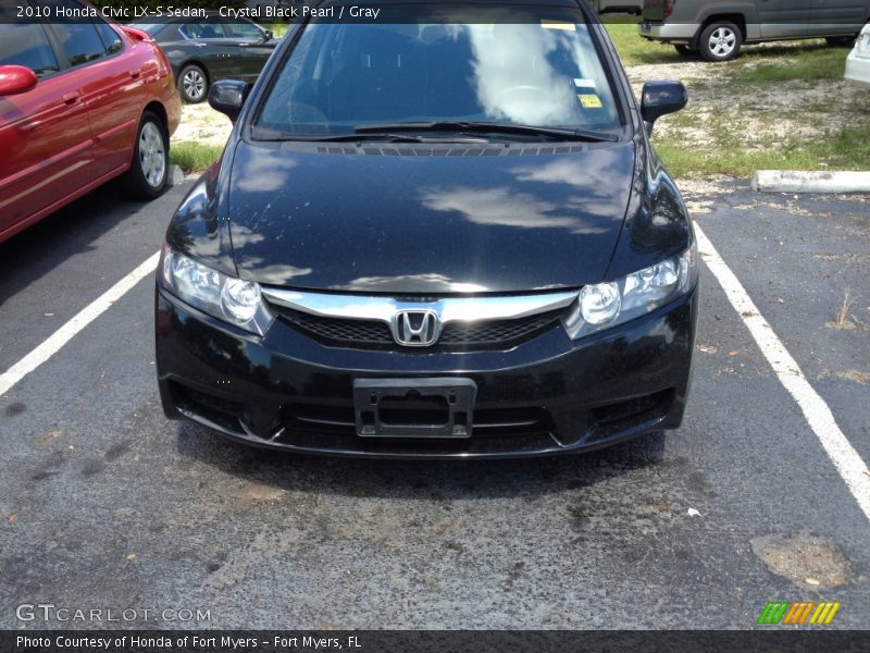 Crystal Black Pearl / Gray 2010 Honda Civic LX-S Sedan