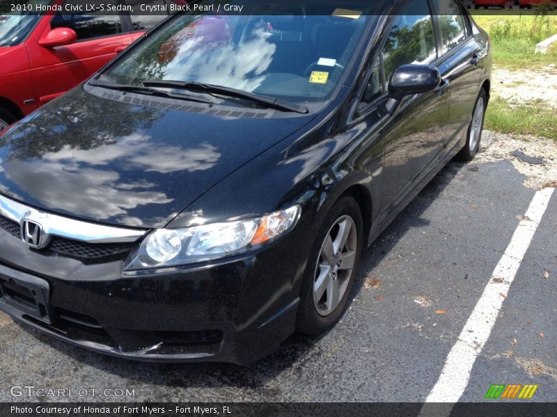 Crystal Black Pearl / Gray 2010 Honda Civic LX-S Sedan