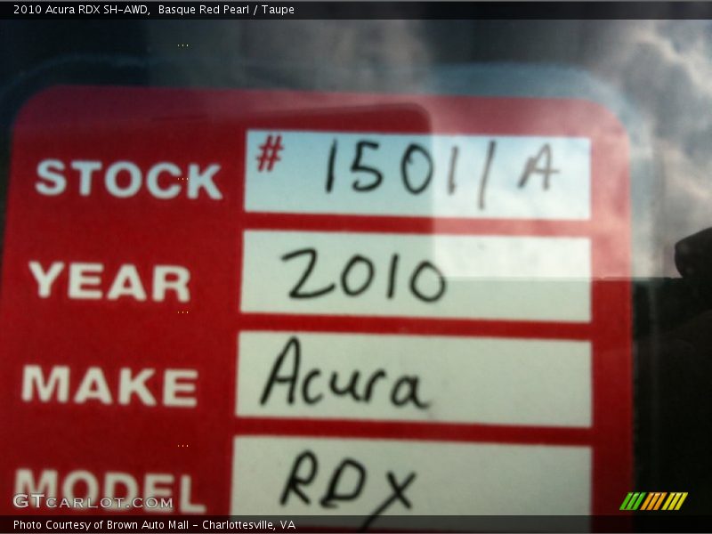 Basque Red Pearl / Taupe 2010 Acura RDX SH-AWD
