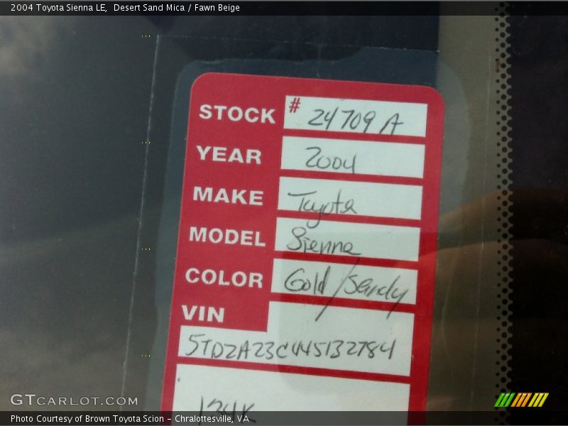Desert Sand Mica / Fawn Beige 2004 Toyota Sienna LE