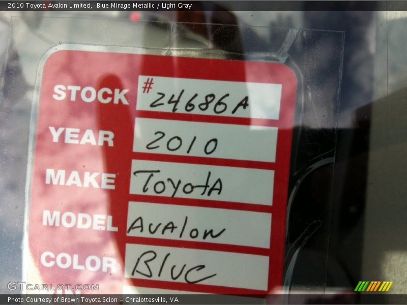 Blue Mirage Metallic / Light Gray 2010 Toyota Avalon Limited