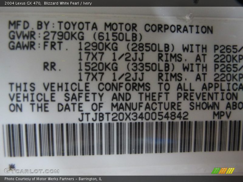 Blizzard White Pearl / Ivory 2004 Lexus GX 470