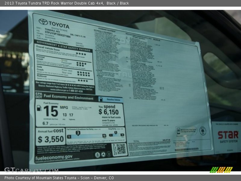  2013 Tundra TRD Rock Warrior Double Cab 4x4 Window Sticker