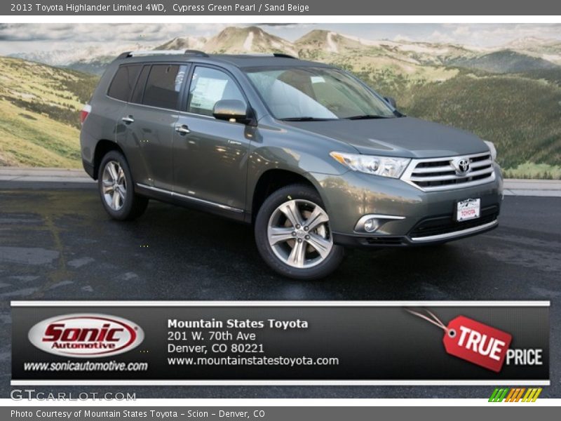 Cypress Green Pearl / Sand Beige 2013 Toyota Highlander Limited 4WD