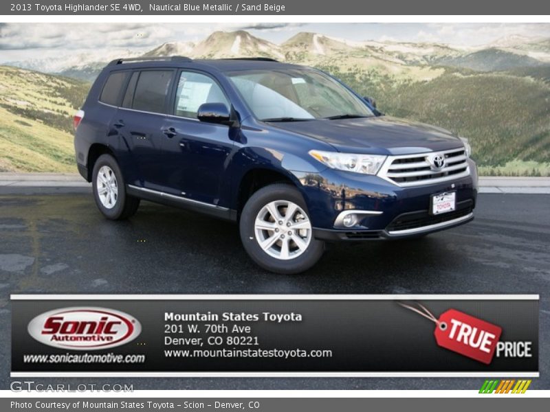 Nautical Blue Metallic / Sand Beige 2013 Toyota Highlander SE 4WD