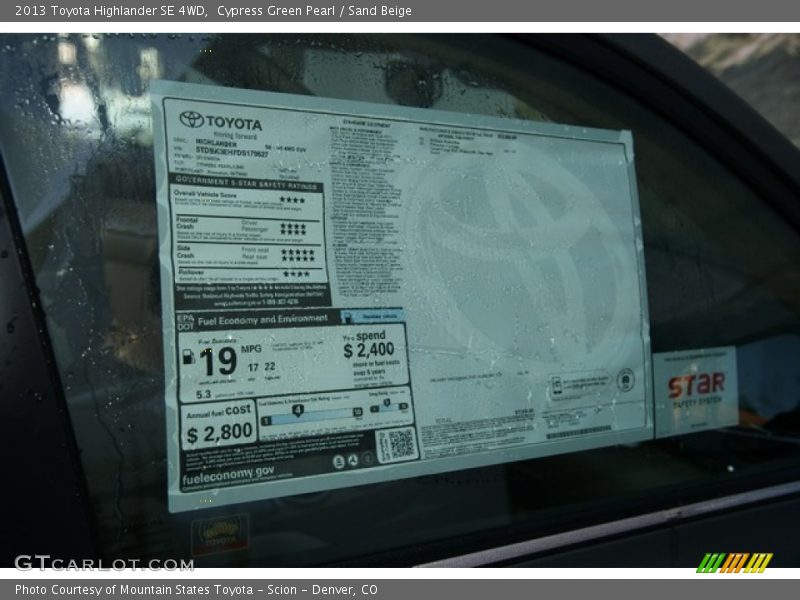 Cypress Green Pearl / Sand Beige 2013 Toyota Highlander SE 4WD