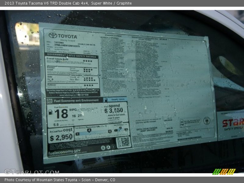 Super White / Graphite 2013 Toyota Tacoma V6 TRD Double Cab 4x4