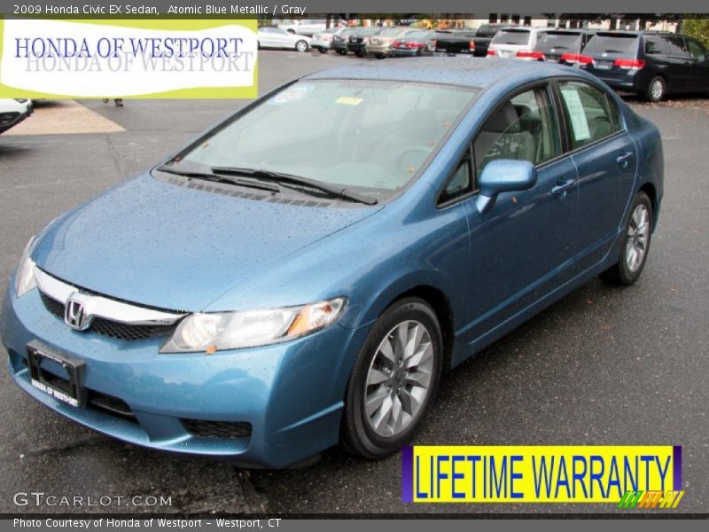 Atomic Blue Metallic / Gray 2009 Honda Civic EX Sedan