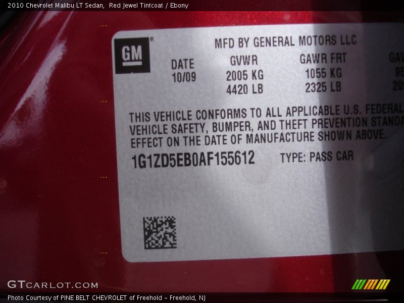 Red Jewel Tintcoat / Ebony 2010 Chevrolet Malibu LT Sedan