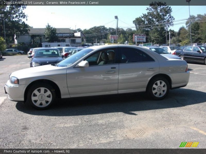 Ceramic White Pearlescent / Camel 2005 Lincoln LS V6 Luxury