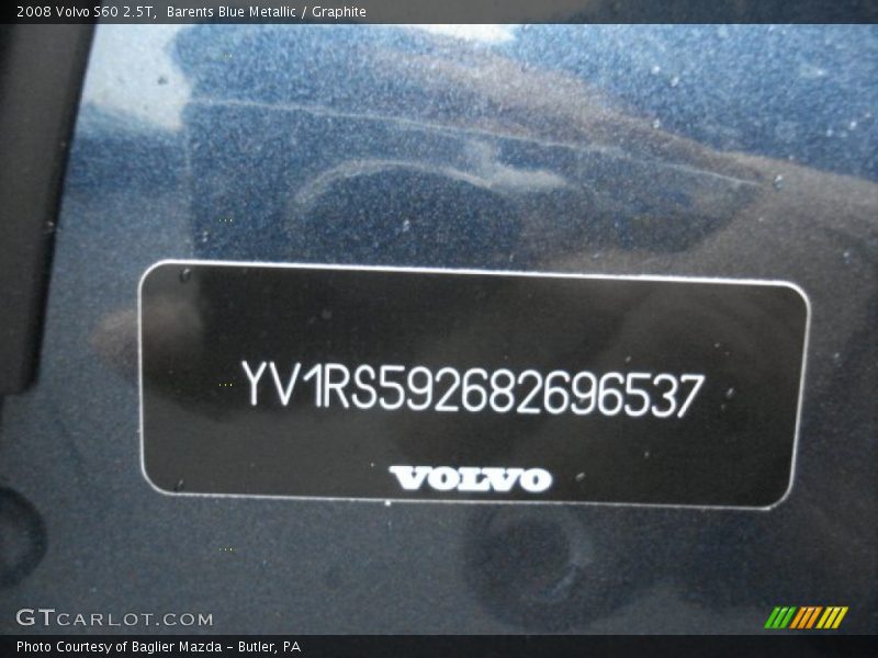 Barents Blue Metallic / Graphite 2008 Volvo S60 2.5T