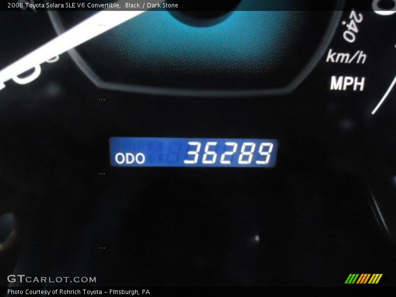 Black / Dark Stone 2008 Toyota Solara SLE V6 Convertible