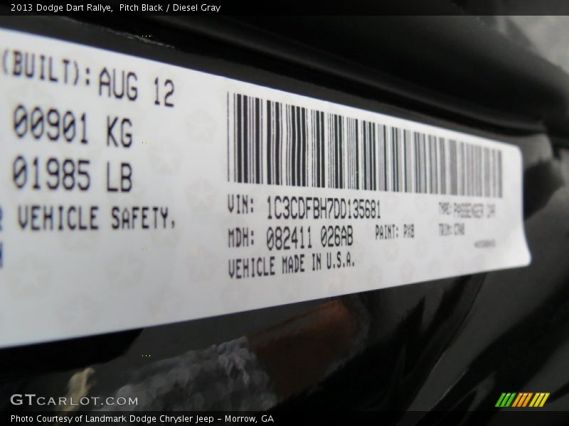 Pitch Black / Diesel Gray 2013 Dodge Dart Rallye