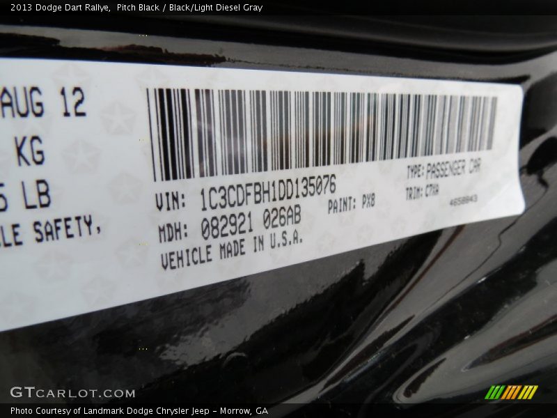 Pitch Black / Black/Light Diesel Gray 2013 Dodge Dart Rallye