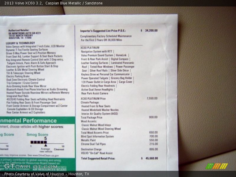 Caspian Blue Metallic / Sandstone 2013 Volvo XC60 3.2