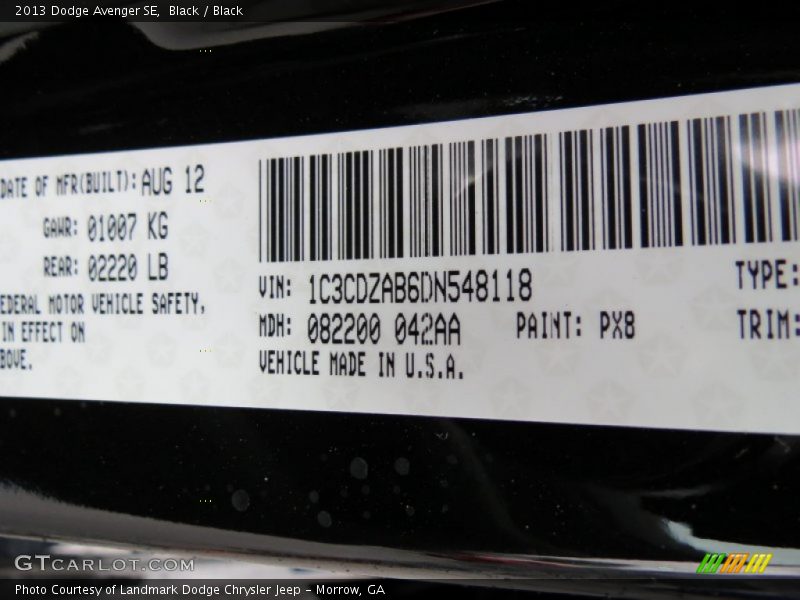Black / Black 2013 Dodge Avenger SE
