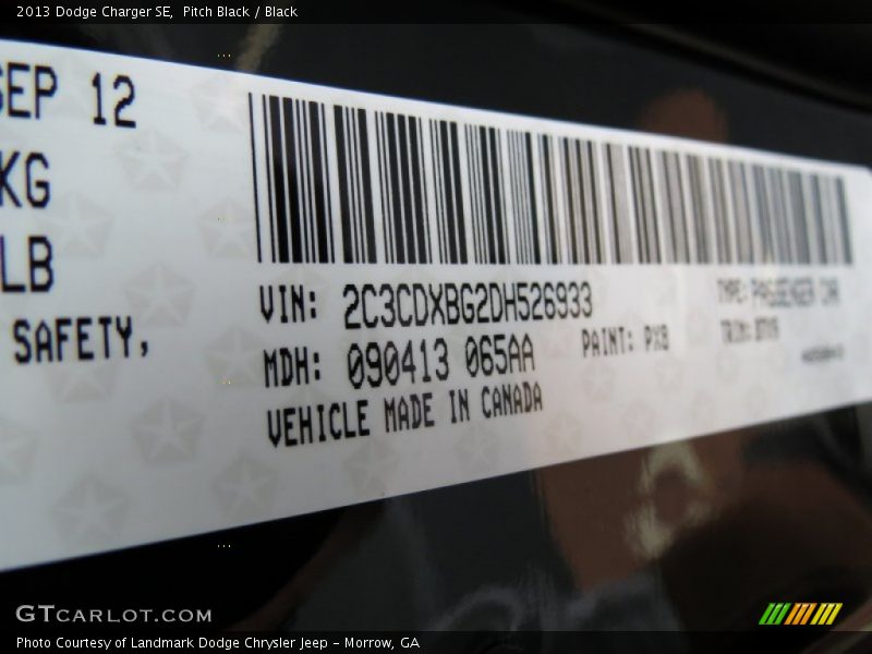 Pitch Black / Black 2013 Dodge Charger SE