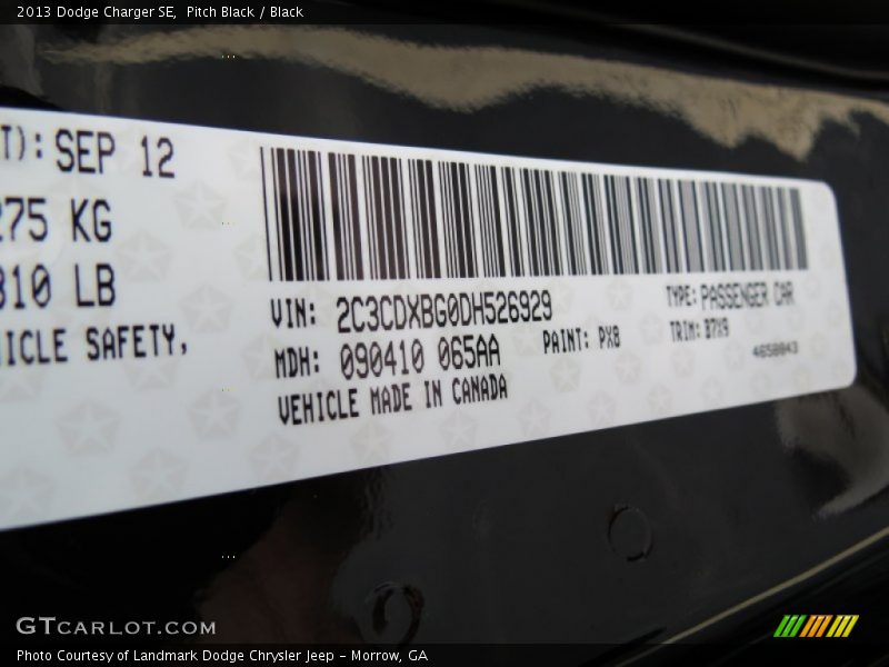 Pitch Black / Black 2013 Dodge Charger SE