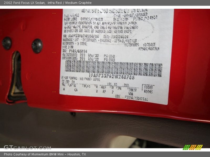 Infra Red / Medium Graphite 2002 Ford Focus LX Sedan