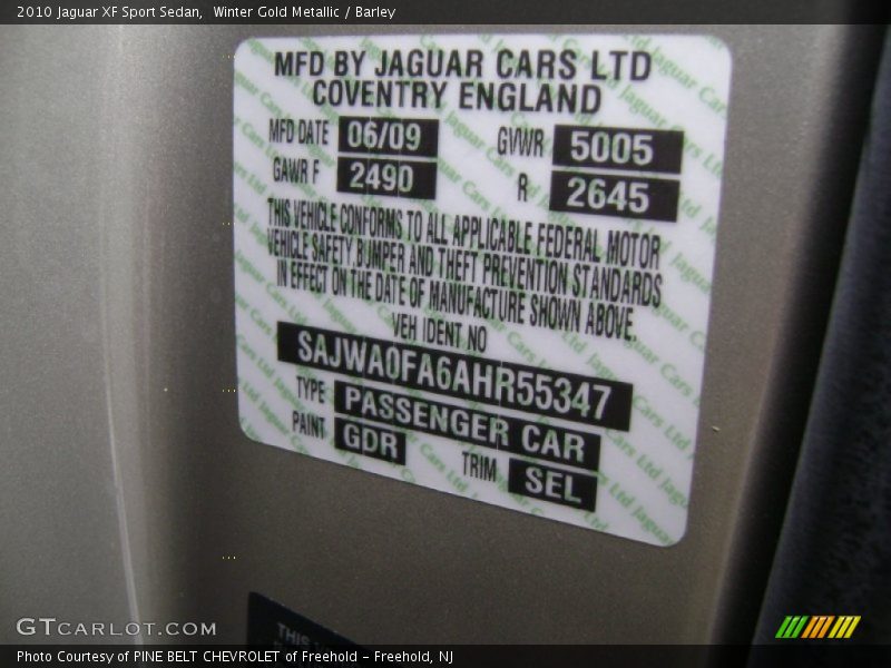 Winter Gold Metallic / Barley 2010 Jaguar XF Sport Sedan