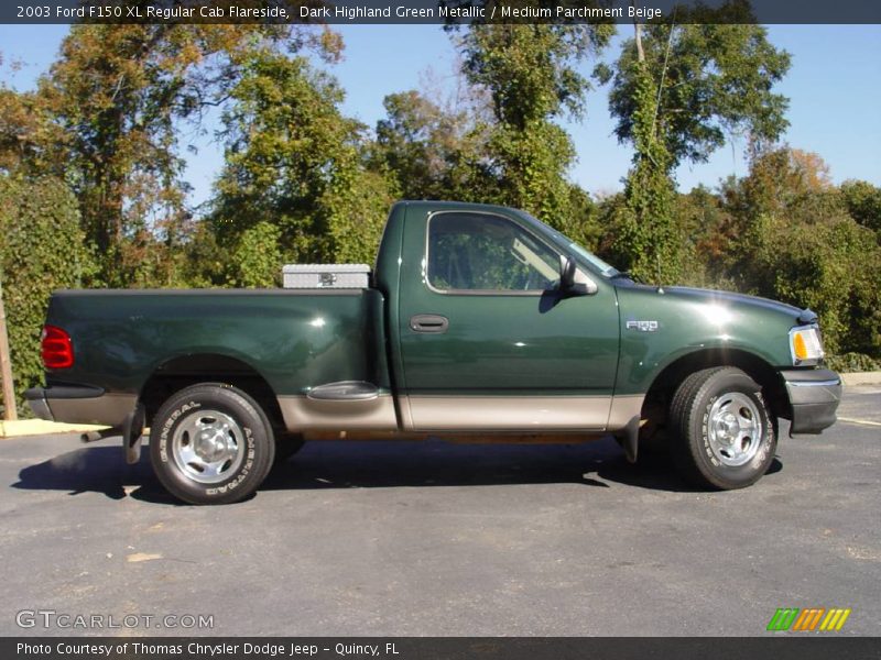 Dark Highland Green Metallic / Medium Parchment Beige 2003 Ford F150 XL Regular Cab Flareside