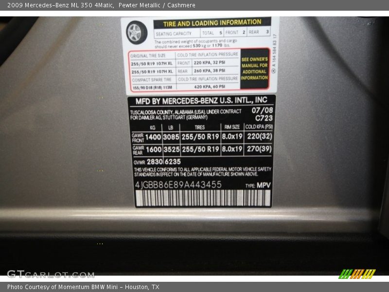 Pewter Metallic / Cashmere 2009 Mercedes-Benz ML 350 4Matic