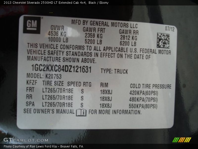Black / Ebony 2013 Chevrolet Silverado 2500HD LT Extended Cab 4x4