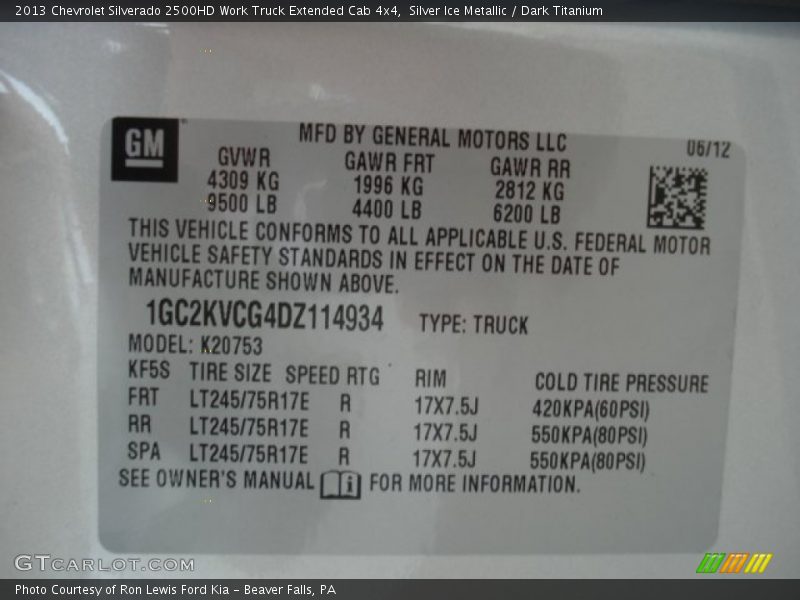 Silver Ice Metallic / Dark Titanium 2013 Chevrolet Silverado 2500HD Work Truck Extended Cab 4x4