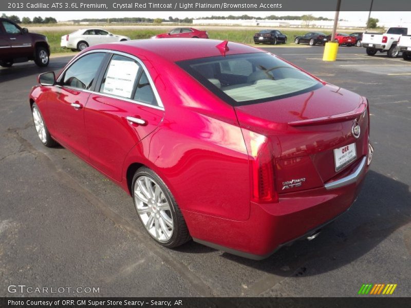 Crystal Red Tintcoat / Light Platinum/Brownstone Accents 2013 Cadillac ATS 3.6L Premium