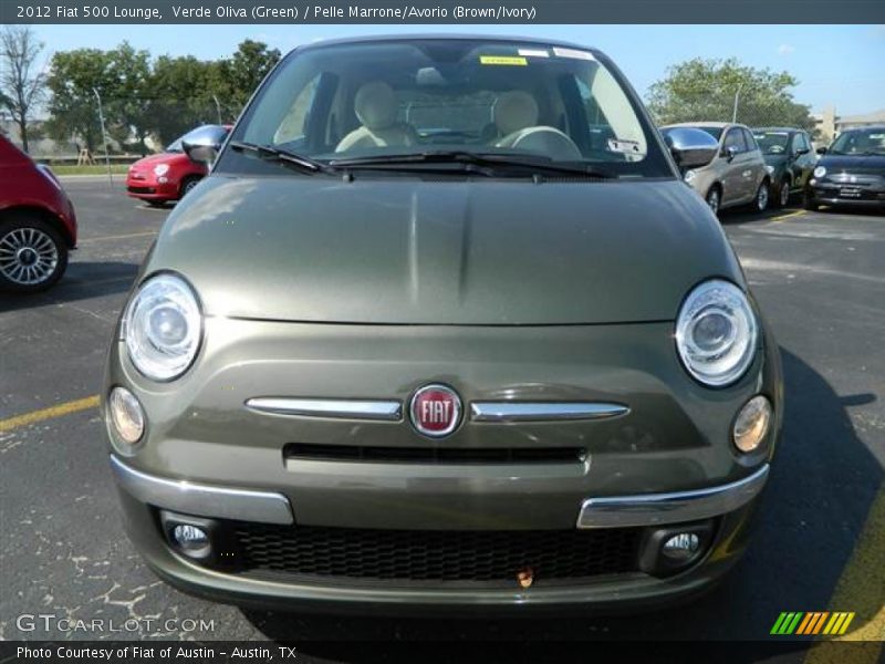 Verde Oliva (Green) / Pelle Marrone/Avorio (Brown/Ivory) 2012 Fiat 500 Lounge