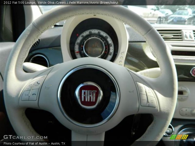 Verde Oliva (Green) / Pelle Marrone/Avorio (Brown/Ivory) 2012 Fiat 500 Lounge