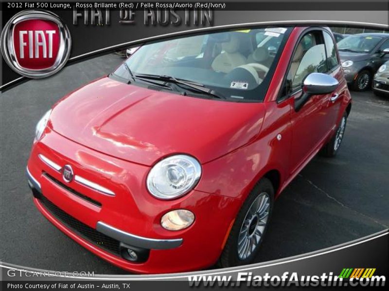 Rosso Brillante (Red) / Pelle Rossa/Avorio (Red/Ivory) 2012 Fiat 500 Lounge