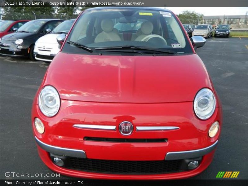 Rosso Brillante (Red) / Pelle Rossa/Avorio (Red/Ivory) 2012 Fiat 500 Lounge