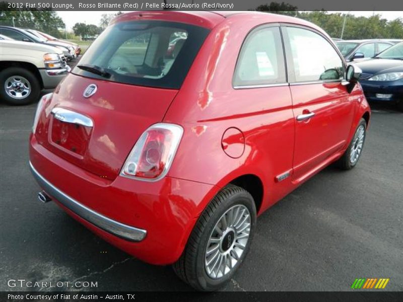 Rosso Brillante (Red) / Pelle Rossa/Avorio (Red/Ivory) 2012 Fiat 500 Lounge