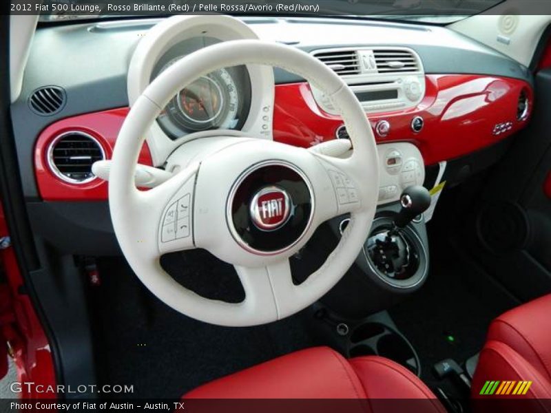 Rosso Brillante (Red) / Pelle Rossa/Avorio (Red/Ivory) 2012 Fiat 500 Lounge